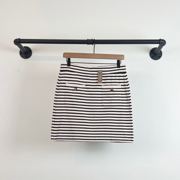 NWT J. Crew Knit Pocket Mini Skirt in Stripe Cream/Navy - Picture 4 of 7